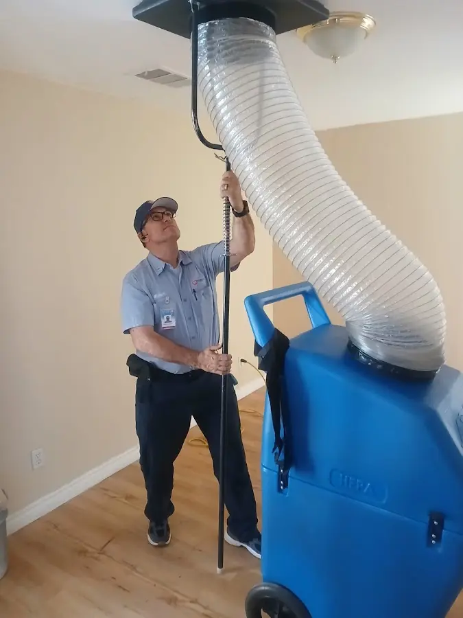 Mini Split Installation technician using HEPA equipment in West Covina